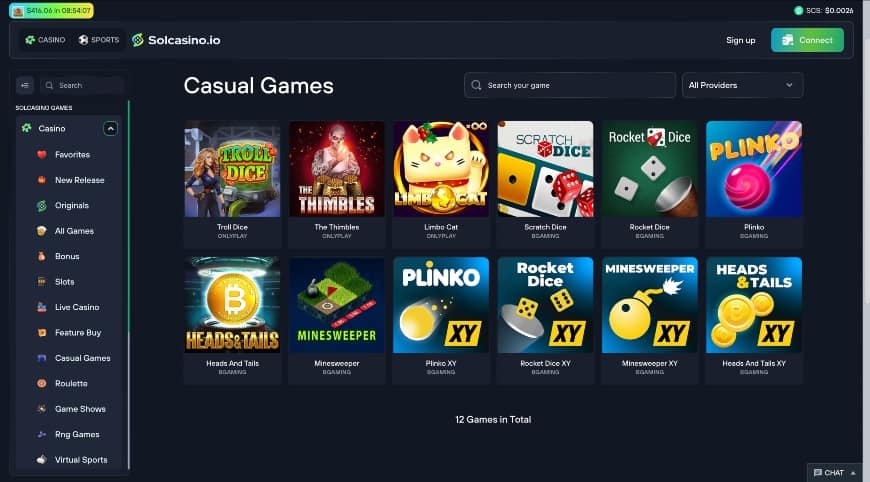 Sol Casino app casual games
